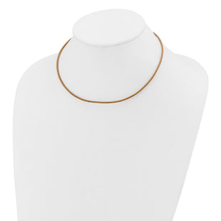 14k Yellow Clasp Natural Leather Cord Necklace (Style XG263-16)