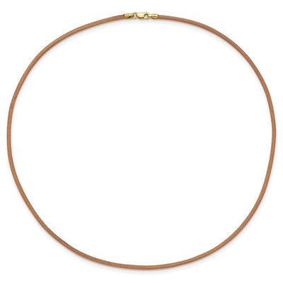 14K Yellow Clasp Natural Leather Cord Necklace