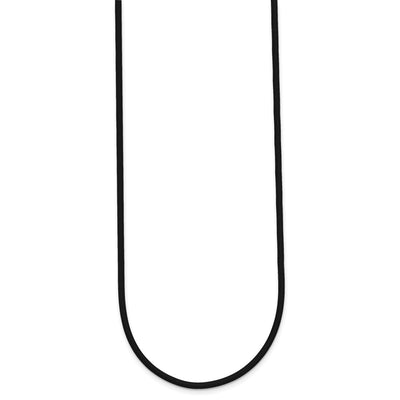 14K Yellow Clasp Black Rubber Cord Necklace, 16 x 2mm