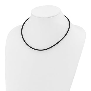 14k Yellow Clasp Black Rubber Cord Necklace (Style XG266-18)