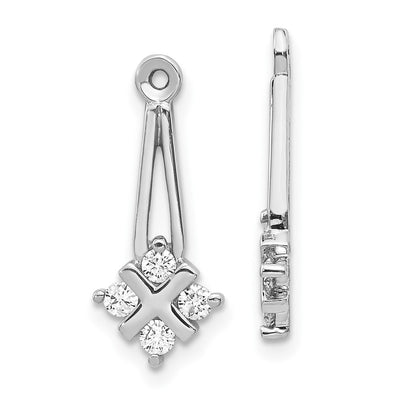 14K White Gold VS Dangle Cluster Diamond Earring Jacket