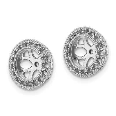 14K White Gold Diamond Earring Jacket Mountings, 11.5 x 11.5mm
