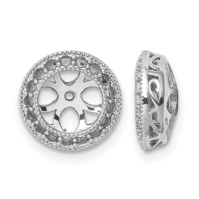 14K White Gold Diamond Earring Jacket Mountings, 11.5 x 11.5mm