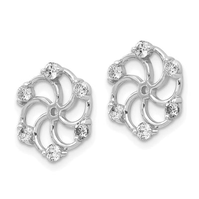 14K White Gold Diamond Earring Jacket Mountings, 11 x 12mm
