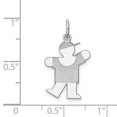 Sterling Silver Rhodium-plated Kiss Kid Charm, 23 x 14mm