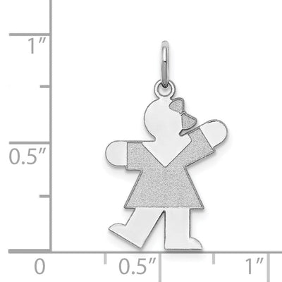 Sterling Silver Rhodium-plated Kiss Kid Charm, 23 x 15mm