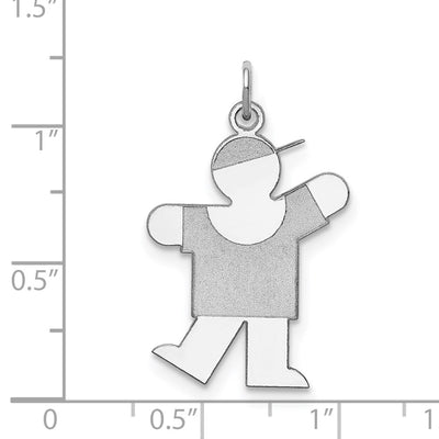 Sterling Silver Rhodium-plated Kiss Kid Charm, 30 x 20mm