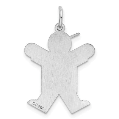 Sterling Silver Rhodium-plated Joy Kid Charm, 30 x 20mm