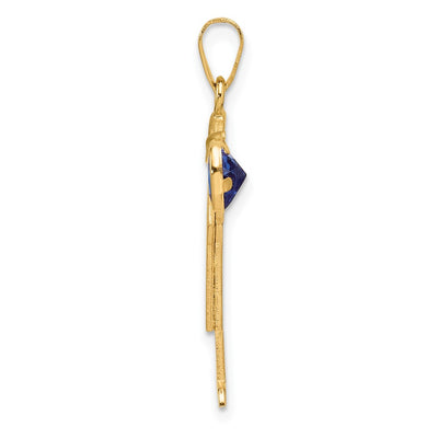 14K Boy with CZ September Birthstone Charm