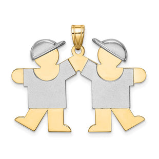 14k Two-Tone Large Double Boys Engravable Charm (Style XK421)
