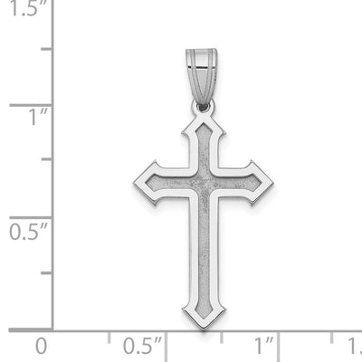 14K White Gold Passion Cross Pendant, 30 x 15mm
