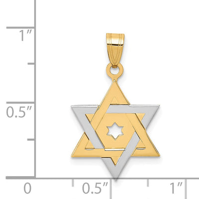 14K Two-tone Star of David Pendant, 25 x 16mm