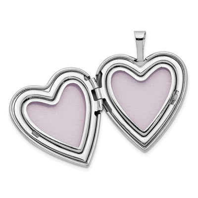 14K White Gold Pink and Green Enamel Rose I LOVE YOU Script Heart Locket
