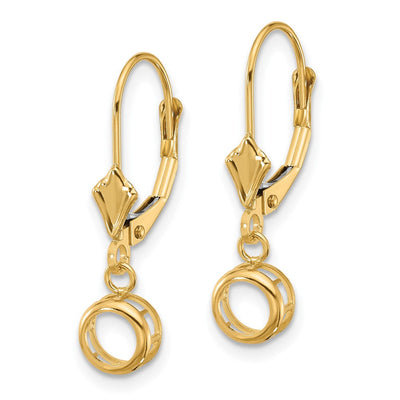 14K Round Leverback Earring Mountings, 24 x 6mm