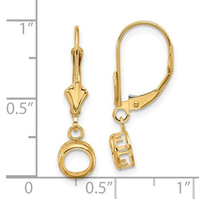 14K Round Leverback Earring Mountings, 24 x 6mm