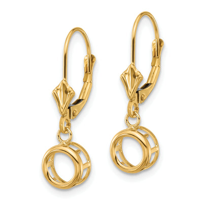 14K Round Leverback Earring Mountings, 25 x 7mm