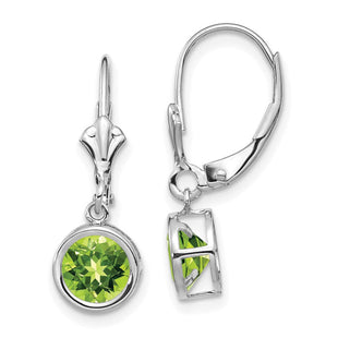 14k White Gold Peridot Leverback Earrings (Style XLB101WPE)
