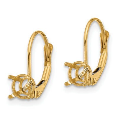 14K Round Leverback Earring Mounting, 16 x 5mm
