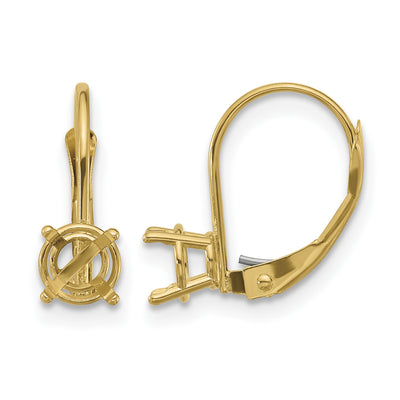 14K Round Leverback Earring Mounting, 16 x 5mm