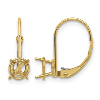 14K Round Leverback Earring Mounting, 18 x 6mm