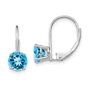 14k White Gold Blue Topaz Leverback Earrings (Style XLB112WBT)