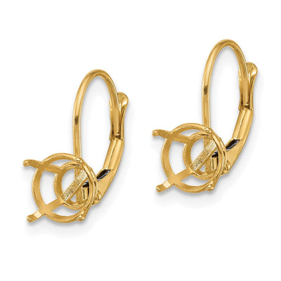 14K Round Leverback Earring Mounting, 18 x 7mm