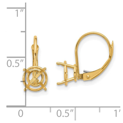 14K Round Leverback Earring Mounting, 18 x 7mm