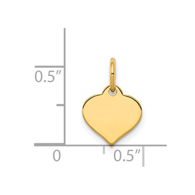 14K Heart Disc Charm, 14 x 10mm