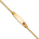 14K Medical Solid Chain/Solid Plate Soft Diamond Shape Off-Center Red Enamel Curb Link ID Bracelet, 7 x 7.5mm (FC-7)