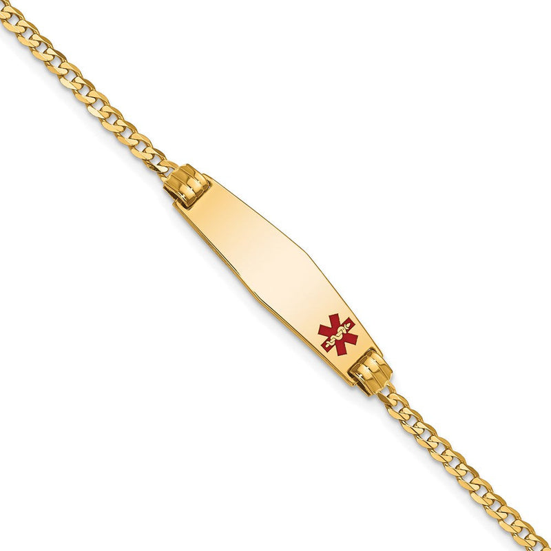 14K gold curb link plate ID bracelet