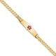 14K Medical Solid Chain/Solid Plate Soft Diamond Shape Centered Red Enamel Curb Link ID Bracelet, 7 x 7.5mm (CC-7)