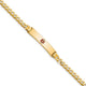 14K Medical Solid Chain/Solid Plate Centered Red Enamel Curb Link ID Bracelet, 8 x 5.5mm