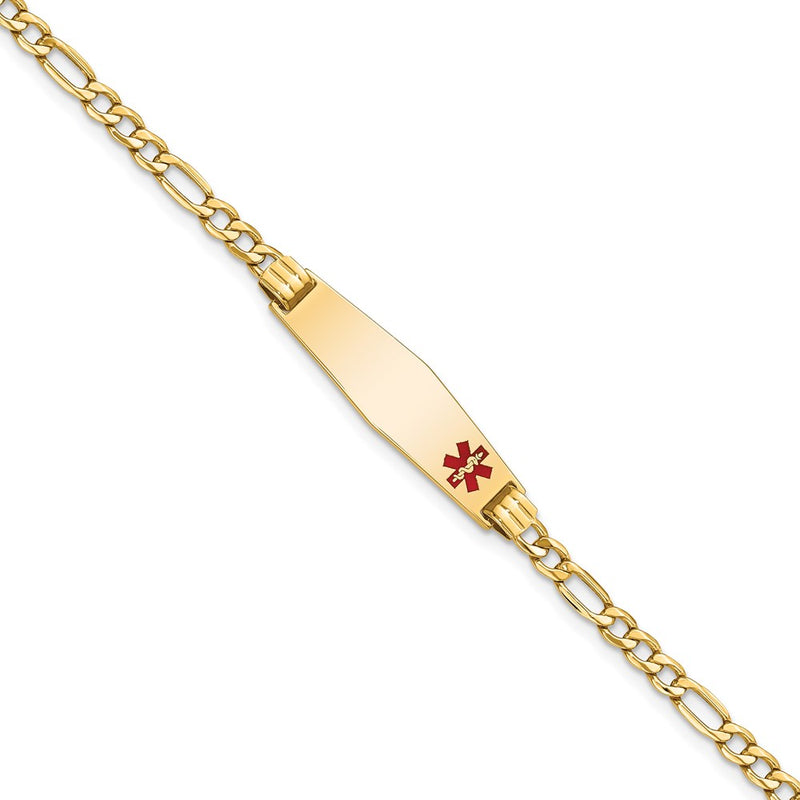 14K gold figaro link plate ID bracelet
