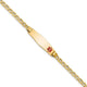 14K Medical Semi-Solid Chain/Solid Plate Soft Diamond Shape Off-Center Red Enamel Anchor Link ID Bracelet