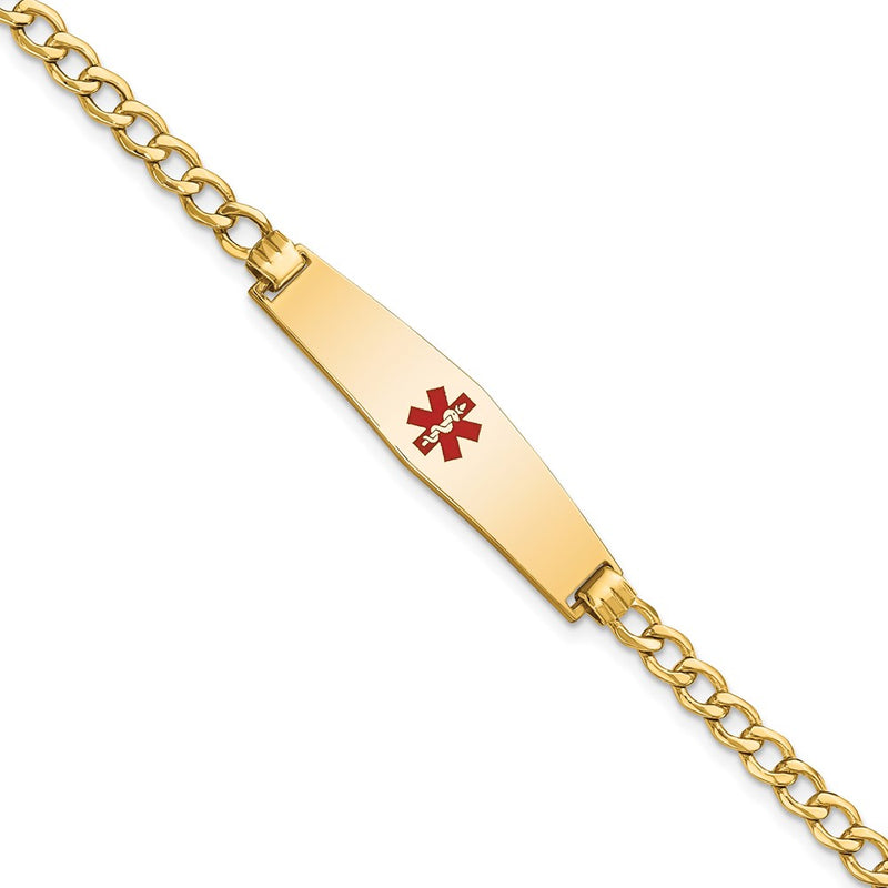 14K gold curb link plate ID bracelet