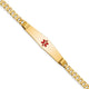 14K Medical Solid Chain/Solid Plate Soft Diamond Shape Centered Red Enamel Curb Link ID Bracelet, 7 x 9mm (CC-7)