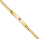 14K Medical Solid Chain/Solid Plate Centered Red Enamel Curb Link ID Bracelet, 7 x 6.5mm (CR-7)