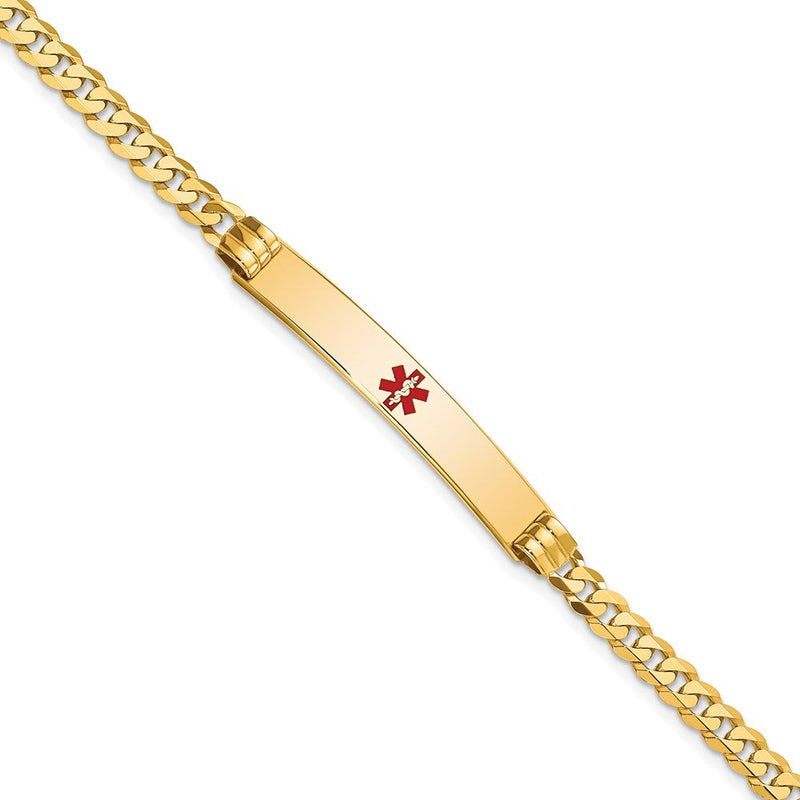 14K gold curb link plate ID bracelet