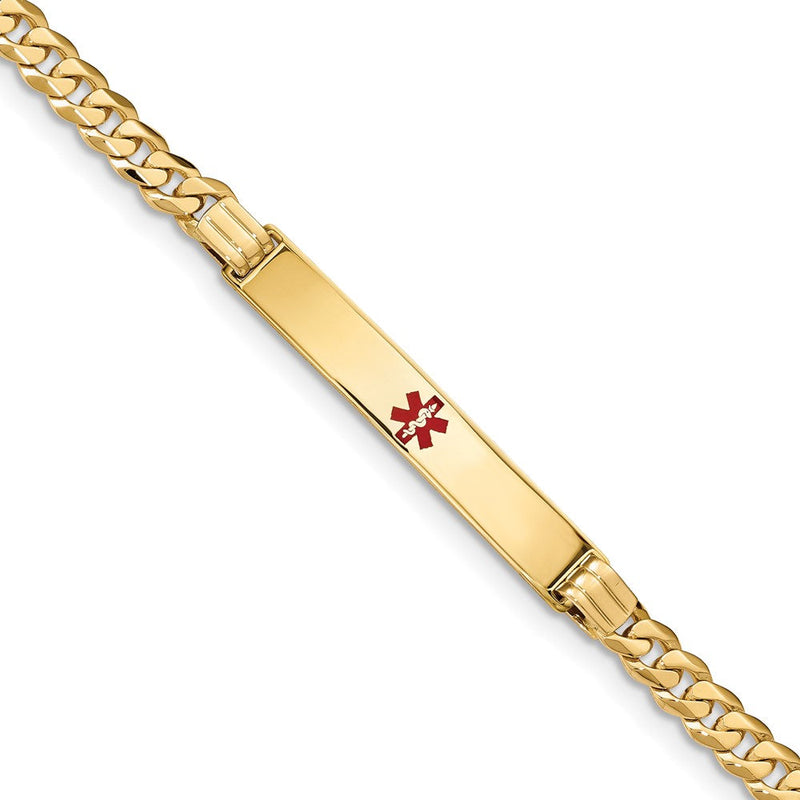 14K gold curb link plate ID bracelet
