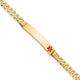14K Medical Solid Chain/Solid Plate Off-Center Red Enamel Curb Link ID Bracelet, 7 x 7.8mm