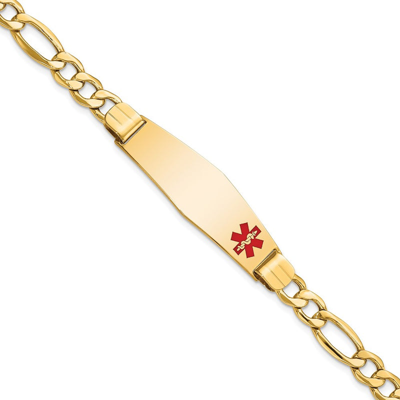 14K gold figaro link plate ID bracelet