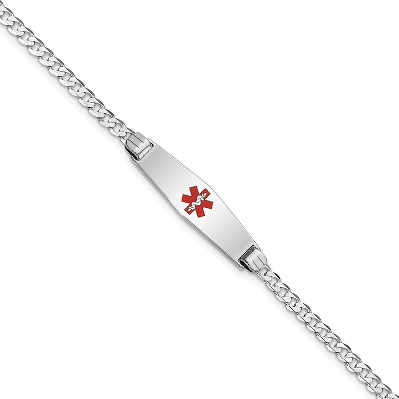 14K white gold curb link plate ID bracelet