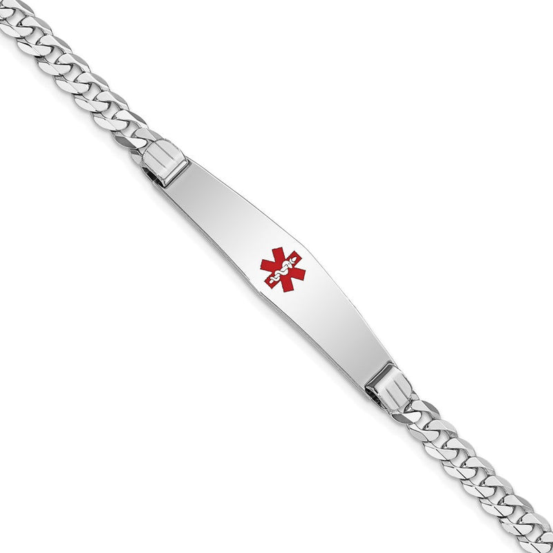 14K white gold curb link plate ID bracelet