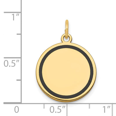 14K w/Enamel .027 Gauge Circular Engravable Disc Charm, 23.58 x 17.29mm