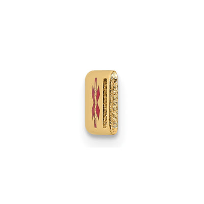 14K Polished Off-Center Red Epoxy Enameled Medical ID Plate # 816