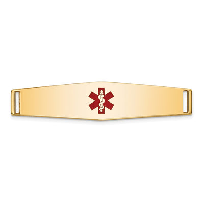 14K Centered Red Epoxy Enameled Soft Diamond Shape Medical ID Plate # 818