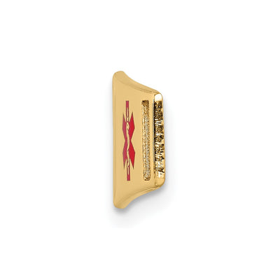 14K Off-Center Red Epoxy Enameled Soft Diamond Shape Medical ID Plate # 818