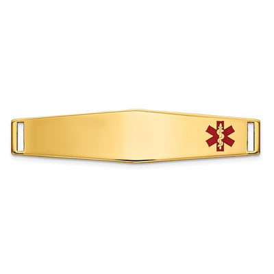 14K Off-Center Red Epoxy Enameled Soft Diamond Shape Medical ID Plate # 818