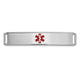 14K White Gold Centered Red Epoxy Enameled Medical ID Plate # 819