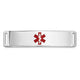14K White Gold Centered Red Epoxy Enameled Medical ID Plate # 820